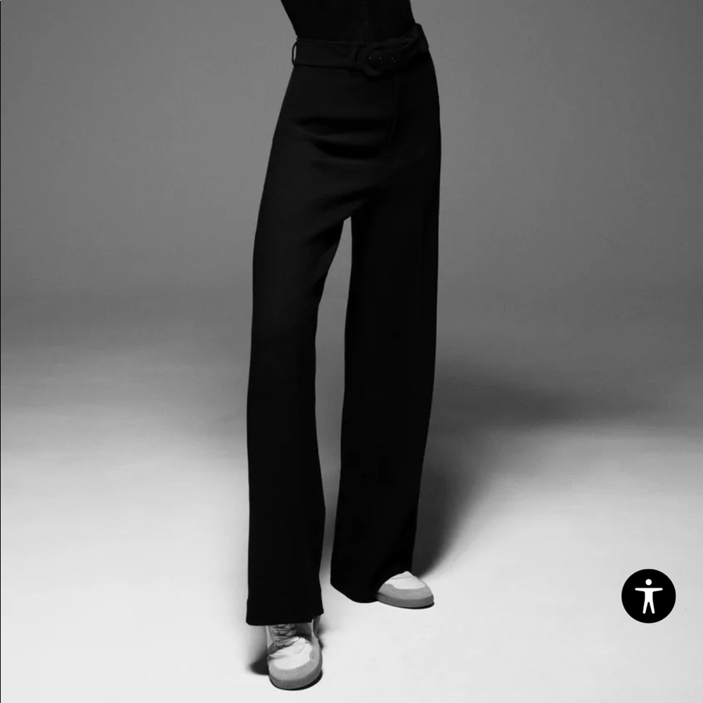 Zara High-Waisted Belted Textured Pants